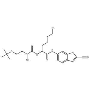 (S)-6-amino-2-((R)-2-amino-3-(tert-butyldisulfaneyl)propanamido)-N-(2-cyanobenzo[d]thiazol-6-yl)hexanamide结构式