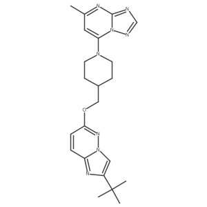 4-[({2-Tert-butylimidazo[1,2-b]pyridazin-6-yl}oxy)methyl]-1-{5-methyl-[1,2,4]triazolo[1,5-a]pyrimidin-7-yl}piperidine Structure