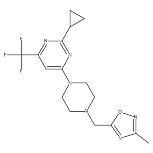 2-Cyclopropyl-4-{4-[(3-methyl-1,2,4-oxadiazol-5-yl)methyl]piperazin-1-yl}-6-(trifluoromethyl)pyrimidine结构式