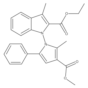 Ethyl 1-(3-(methoxycarbonyl)-2-methyl-5-phenyl-1H-pyrrol-1-yl)-3-methyl-1H-indole-2-carboxylate结构式