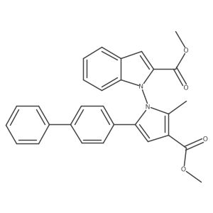 Methyl 1-(5-([1,1'-biphenyl]-4-yl)-3-(methoxycarbonyl)-2-methyl-1H-pyrrol-1-yl)-1H-indole-2-carboxylate Structure
