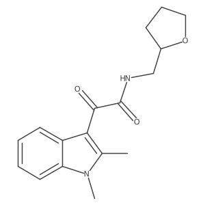 2-(1,2-dimethyl-1H-indol-3-yl)-2-oxo-N-((tetrahydrofuran-2-yl)methyl)acetamide结构式