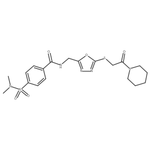 4-(N,N-dimethylsulfamoyl)-N-((5-((2-oxo-2-(piperidin-1-yl)ethyl)thio)-1,3,4-oxadiazol-2-yl)methyl)benzamide结构式
