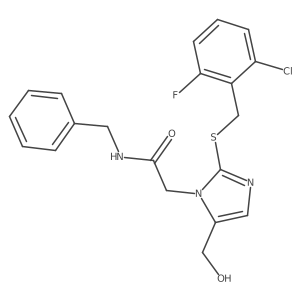 N-benzyl-2-(2-{[(2-chloro-6-fluorophenyl)methyl]sulfanyl}-5-(hydroxymethyl)-1H-imidazol-1-yl)acetamide结构式