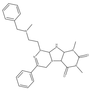 1-[2-[benzyl(methyl)amino]ethyl]-7,9-dimethyl-3-phenyl-5a,9a,10,10a-tetrahydro-4H-purino[8,7-c][1,2,4]triazine-6,8-dione结构式