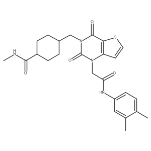 4-((1-(2-((3,4-Dimethylphenyl)amino)-2-oxoethyl)-2,4-dioxo-1,2-dihydrothieno[3,2-d]pyrimidin-3(4H)-yl)methyl)-N-methylcyclohexanecarboxamide结构式