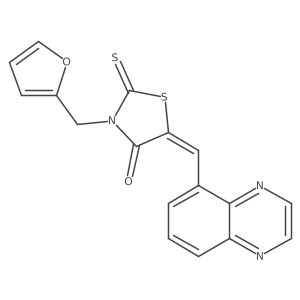 (5Z)-3-(furan-2-ylmethyl)-5-(quinoxalin-5-ylmethylidene)-2-thioxo-1,3-thiazolidin-4-one Structure