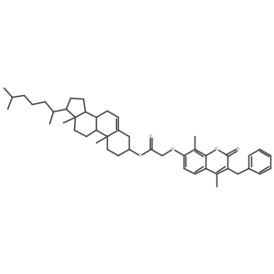 [(3S,8S,9S,10R,13R,14S,17R)-10,13-dimethyl-17-[(2R)-6-methylheptan-2-yl]-2,3,4,7,8,9,11,12,14,15,16,17-dodecahydro-1H-cyclopenta[a]phenanthren-3-yl] 2-(3-benzyl-4,8-dimethyl-2-oxochromen-7-yl)oxyacetate Structure