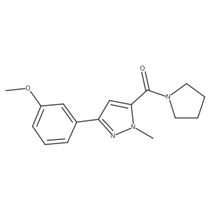 (3-(3-methoxyphenyl)-1-methyl-1H-pyrazol-5-yl)(pyrrolidin-1-yl)methanone结构式