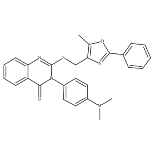 3-(4-(dimethylamino)phenyl)-2-(((5-methyl-2-phenyloxazol-4-yl)methyl)thio)quinazolin-4(3H)-one Structure