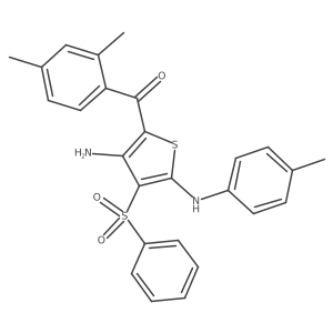 (3-Amino-4-(phenylsulfonyl)-5-(p-tolylamino)thiophen-2-yl)(2,4-dimethylphenyl)methanone结构式
