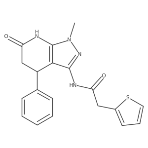 N-(1-methyl-6-oxo-4-phenyl-4,5,6,7-tetrahydro-1H-pyrazolo[3,4-b]pyridin-3-yl)-2-(thiophen-2-yl)acetamide结构式
