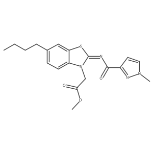 methyl 2-(6-butyl-2-((1-methyl-1H-pyrazole-3-carbonyl)imino)benzo[d]thiazol-3(2H)-yl)acetate Structure