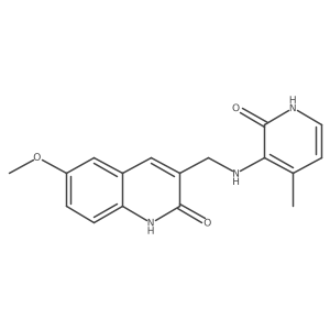 6-Methoxy-3-(((4-methyl-2-oxo-1,2-dihydropyridin-3-yl)amino)methyl)quinolin-2(1H)-one Structure