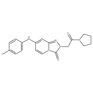 7-(4-fluoroanilino)-2-[2-oxo-2-(1-pyrrolidinyl)ethyl][1,2,4]triazolo[4,3-a]pyrimidin-3(2H)-one结构式
