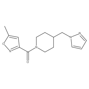 (4-((1H-pyrazol-1-yl)methyl)piperidin-1-yl)(5-methylisoxazol-3-yl)methanone结构式