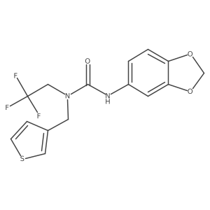1-(2H-1,3-benzodioxol-5-yl)-3-[(thiophen-3-yl)methyl]-3-(2,2,2-trifluoroethyl)urea结构式