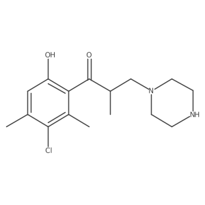 1-Propanone, 1-(3-chloro-6-hydroxy-2,4-dimethylphenyl)-2-methyl-3-(1-piperazinyl)- Structure