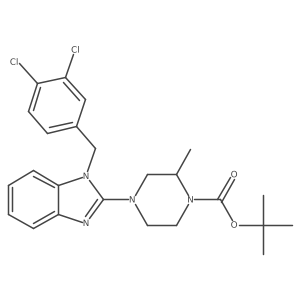 tert-Butyl 4-(1-(3,4-dichlorobenzyl)-1H-benzo[d]imidazol-2-yl)-2-methylpiperazine-1-carboxylate结构式