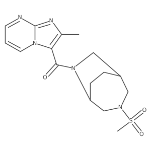 2-methyl-3-{[(1R*,5R*)-3-(methylsulfonyl)-3,6-diazabicyclo[3.2.2]non-6-yl]carbonyl}imidazo[1,2-a]pyrimidine结构式