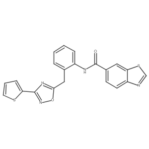 N-(2-((3-(thiophen-2-yl)-1,2,4-oxadiazol-5-yl)methyl)phenyl)benzo[d]thiazole-6-carboxamide结构式