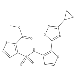 methyl 3-(N-(2-(3-cyclopropyl-1,2,4-oxadiazol-5-yl)thiophen-3-yl)sulfamoyl)thiophene-2-carboxylate Structure