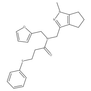 N-(furan-2-ylmethyl)-N-((1-methyl-1,4,5,6-tetrahydrocyclopenta[c]pyrazol-3-yl)methyl)-3-(phenylthio)propanamide结构式