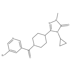 3-(1-(5-bromonicotinoyl)piperidin-4-yl)-4-cyclopropyl-1-methyl-1H-1,2,4-triazol-5(4H)-one Structure