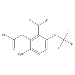 2-(2-Amino-4-(difluoromethyl)-5-(trifluoromethoxy)pyridin-3-yl)acetic acid Structure