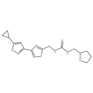 1-((3-(5-Cyclopropylisoxazol-3-yl)-1,2,4-oxadiazol-5-yl)methyl)-3-((tetrahydrofuran-2-yl)methyl)urea结构式