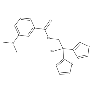 3-(dimethylamino)-N-(2-hydroxy-2-(thiophen-2-yl)-2-(thiophen-3-yl)ethyl)benzamide结构式