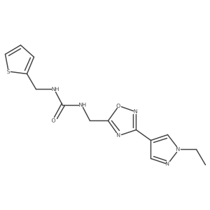 1-((3-(1-ethyl-1H-pyrazol-4-yl)-1,2,4-oxadiazol-5-yl)methyl)-3-(thiophen-2-ylmethyl)urea Structure