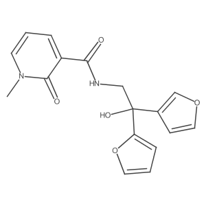 N-(2-(furan-2-yl)-2-(furan-3-yl)-2-hydroxyethyl)-1-methyl-2-oxo-1,2-dihydropyridine-3-carboxamide结构式