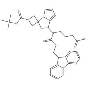 4-({1-[(tert-butoxy)carbonyl]-6',7'-dihydrospiro[azetidine-3,5'-pyrrolo[1,2-a]imidazole]-7'-yl}({[(9H-fluoren-9-yl)methoxy]carbonyl})amino)butanoic acid结构式