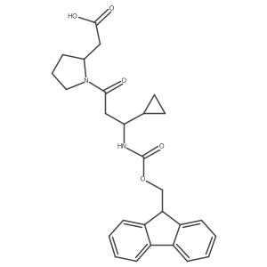 2-[(2R)-1-[3-cyclopropyl-3-({[(9H-fluoren-9-yl)methoxy]carbonyl}amino)propanoyl]pyrrolidin-2-yl]acetic acid Structure