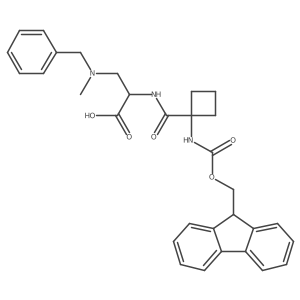3-[benzyl(methyl)amino]-2-{[1-({[(9H-fluoren-9-yl)methoxy]carbonyl}amino)cyclobutyl]formamido}propanoic acid结构式