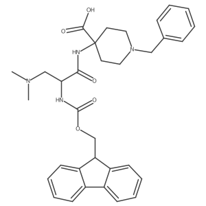 1-benzyl-4-[3-(dimethylamino)-2-({[(9H-fluoren-9-yl)methoxy]carbonyl}amino)propanamido]piperidine-4-carboxylic acid结构式