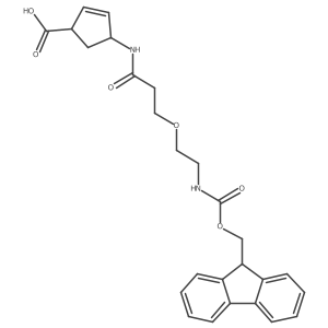 4-{3-[2-({[(9H-fluoren-9-yl)methoxy]carbonyl}amino)ethoxy]propanamido}cyclopent-2-ene-1-carboxylic acid结构式