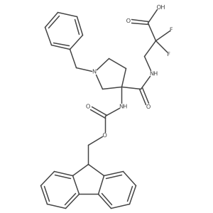 3-{[1-benzyl-3-({[(9H-fluoren-9-yl)methoxy]carbonyl}amino)pyrrolidin-3-yl]formamido}-2,2-difluoropropanoic acid结构式