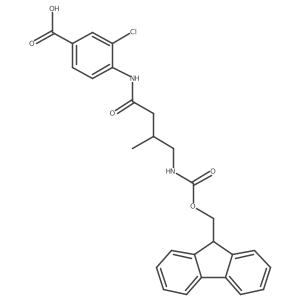 3-chloro-4-[4-({[(9H-fluoren-9-yl)methoxy]carbonyl}amino)-3-methylbutanamido]benzoic acid Structure