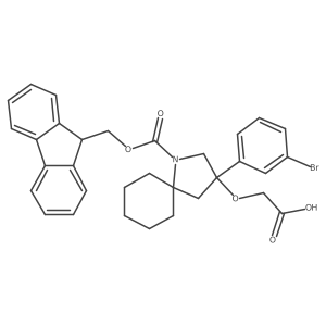 2-{[3-(3-bromophenyl)-1-{[(9H-fluoren-9-yl)methoxy]carbonyl}-1-azaspiro[4.5]decan-3-yl]oxy}acetic acid Structure
