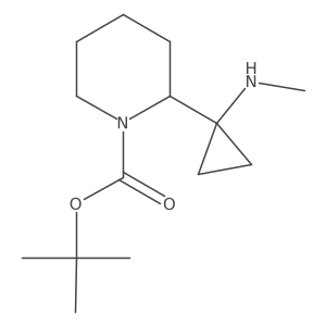 tert-Butyl (R)-2-(1-(methylamino)cyclopropyl)piperidine-1-carboxylate结构式