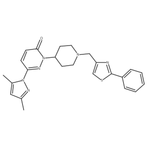 6-(3,5-dimethyl-1H-pyrazol-1-yl)-2-{1-[(2-phenyl-1,3-thiazol-4-yl)methyl]piperidin-4-yl}-2,3-dihydropyridazin-3-one结构式