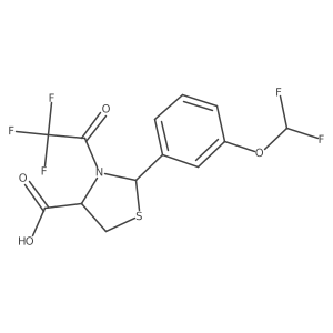 (4R)-2-[3-(difluoromethoxy)phenyl]-3-(2,2,2-trifluoroacetyl)-1,3-thiazolidine-4-carboxylic acid Structure