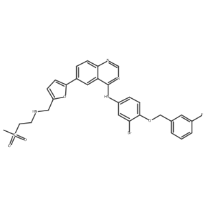 N-[3-Bromo-4-[(3-fluorophenyl)methoxy]phenyl]-6-[5-[[[2-(methylsulfonyl)ethyl]amino]methyl]-2-furanyl]-4-quinazolinamine Structure