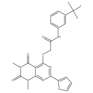2-((2-(furan-2-yl)-6,8-dimethyl-5,7-dioxo-5,6,7,8-tetrahydropyrimido[4,5-d]pyrimidin-4-yl)thio)-N-(3-(trifluoromethyl)phenyl)acetamide Structure