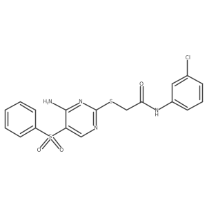 2-((4-amino-5-(phenylsulfonyl)pyrimidin-2-yl)thio)-N-(3-chlorophenyl)acetamide结构式