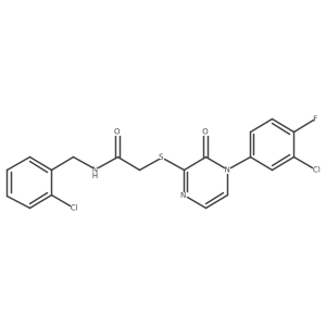 2-((4-(3-chloro-4-fluorophenyl)-3-oxo-3,4-dihydropyrazin-2-yl)thio)-N-(2-chlorobenzyl)acetamide结构式
