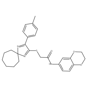 N-(2,3-Dihydro-1,4-benzodioxin-6-YL)-2-{[3-(4-methylphenyl)-1,4-diazaspiro[4.6]undeca-1,3-dien-2-YL]sulfanyl}acetamide结构式