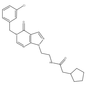 N-(2-(5-(3-chlorobenzyl)-4-oxo-4,5-dihydro-1H-pyrazolo[3,4-d]pyrimidin-1-yl)ethyl)-2-cyclopentylacetamide结构式
